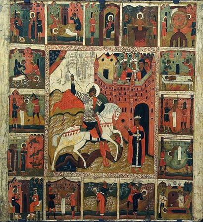 Чудо Георгия о змие с житием в 16 клеймах